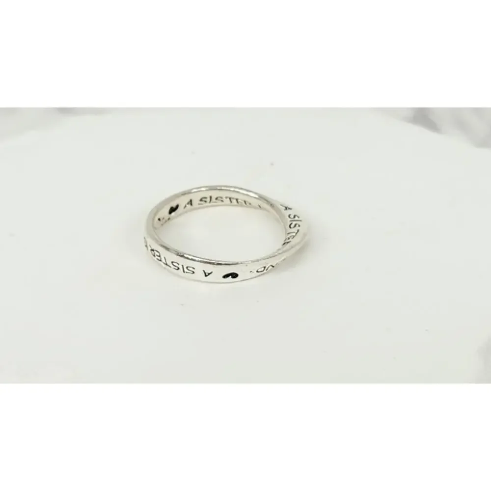Vintage 925 Sterling Silver Möbius Infinity Sister Friend Inscribed Band Ring